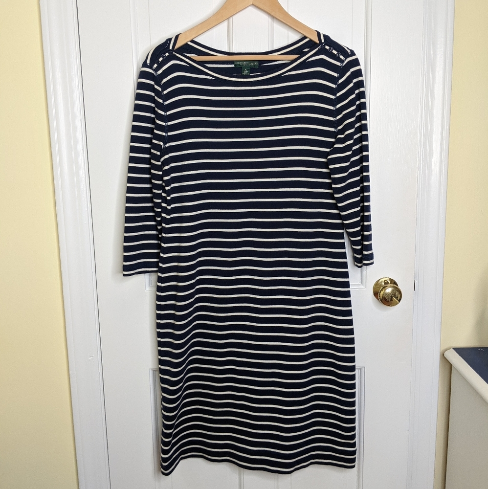 Lauren Striped Cotton Dress long sleeve